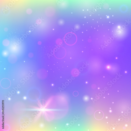 Lilac Mystical Pattern. Purple Cosmic Gradient. Rainbow Background. Iridescent Galaxy Effect. Pink Princess Invitation. Fairy Hologram. Kawaii Backdrop. Party Rainbow Background.