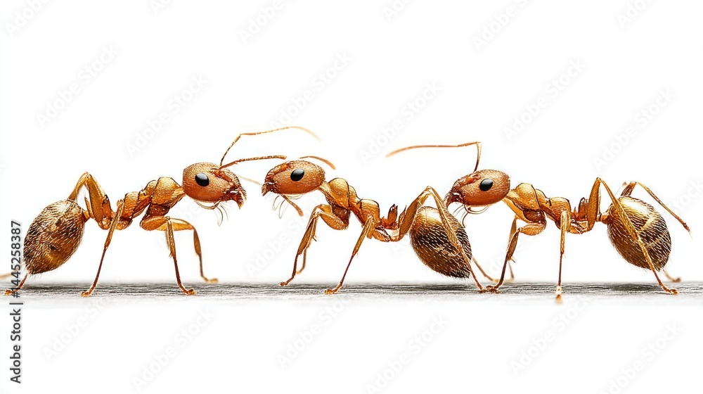 Fototapeta premium Ant walking in single file, isolated