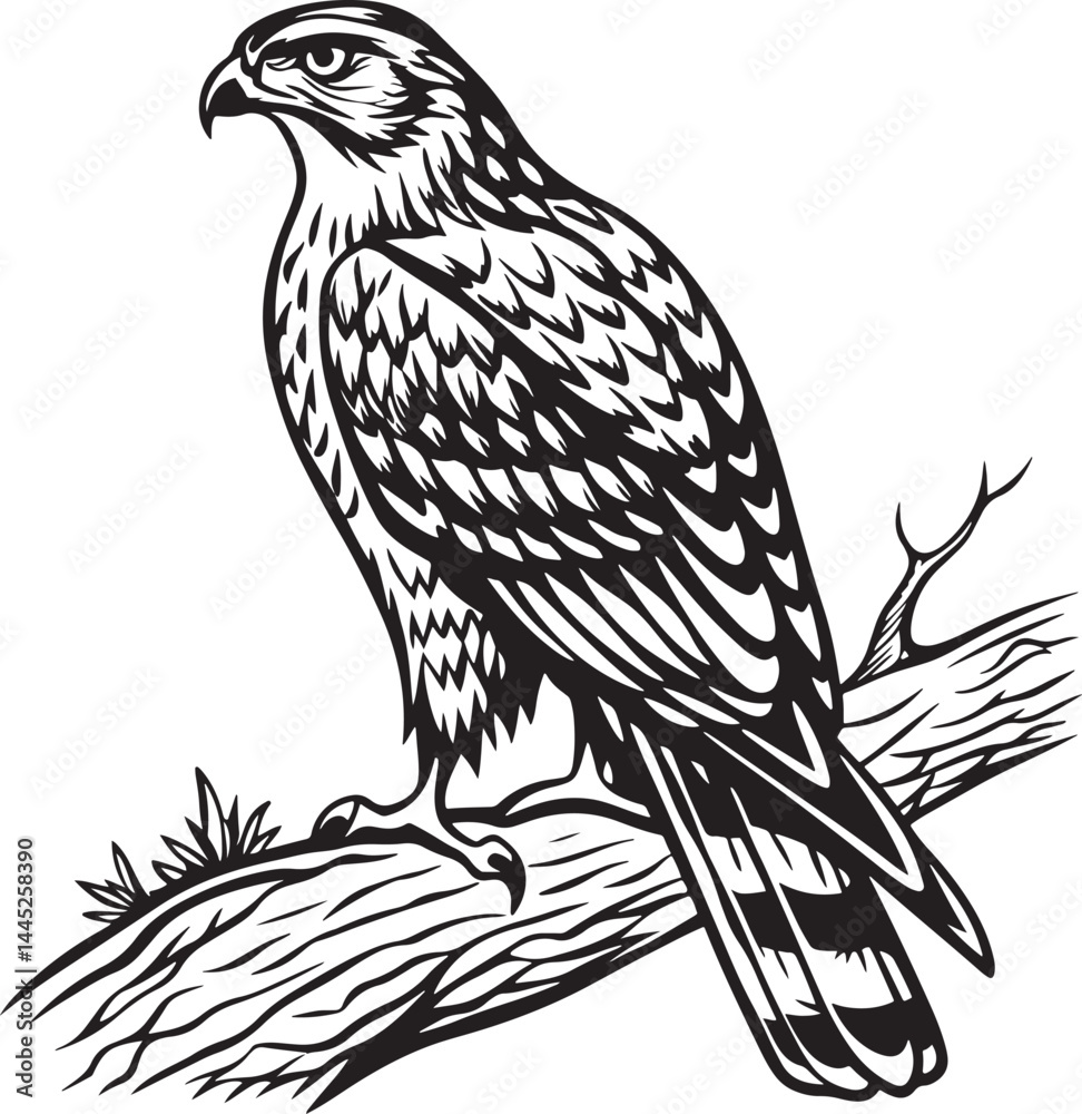 Obraz premium Northern Goshawk bird silhouette vector Illustration