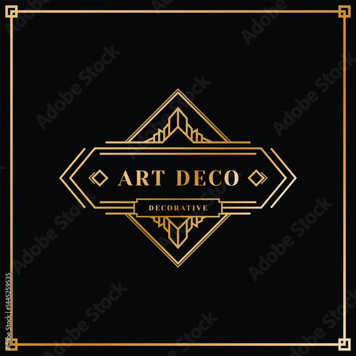 Golden Art Deco graphic Illustration Vector