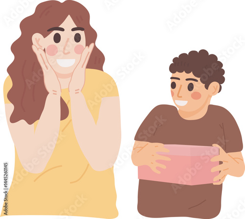 Joyful Moment of Surprise and Gift Giving