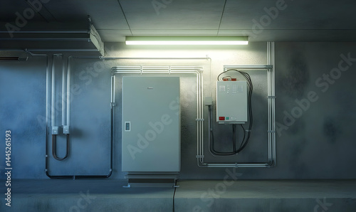 Underground utility room with electrical equipment