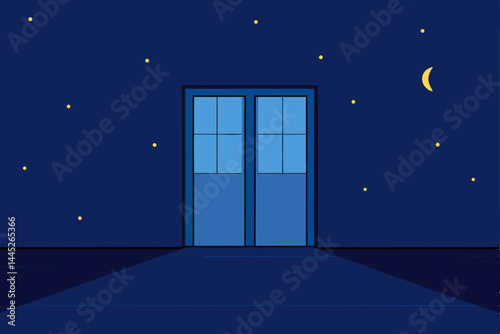 Night Sky Doorway A Minimalist Illustration of a Mysterious Night Scene