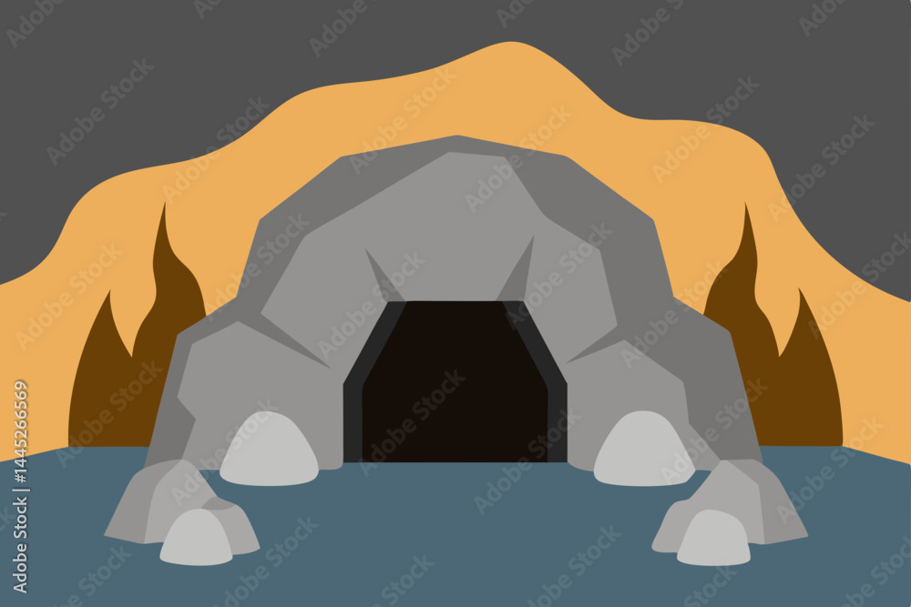 Mysterious Cave Entrance Dark Mystery Hidden Within Stone Mountain