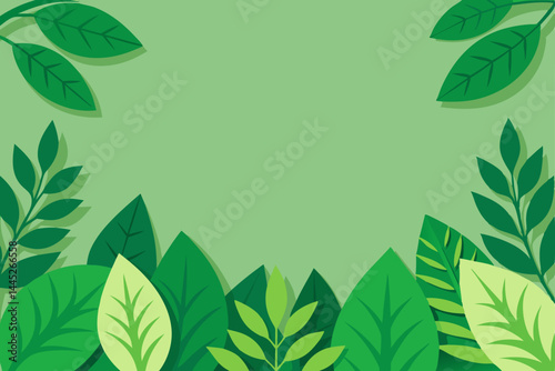 Vibrant Green Leaves Nature's Frame Illustration