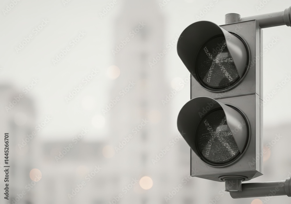 pedestrian traffic light with no people on city street, empty walk signal on crosswalk for safety and urban planning, travel route concept