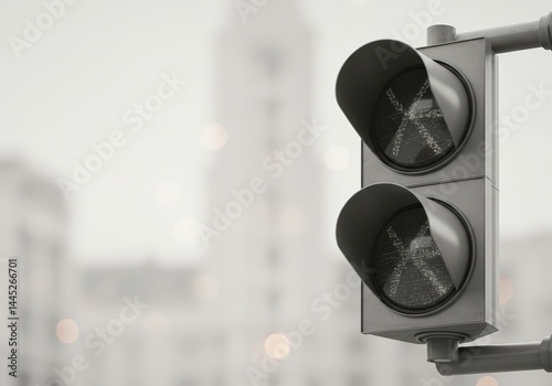 Obraz na płótnie pedestrian traffic light with no people on city street, empty walk signal on crosswalk for safety and urban planning, travel route concept w salonie