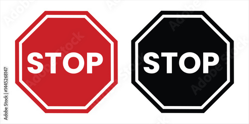 stop sign icon silhouette vector on white background.