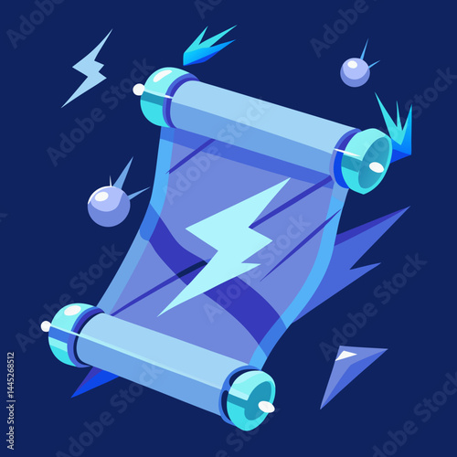 An illustration of a scroll with lightning bolts, symbolizing power and knowledge.