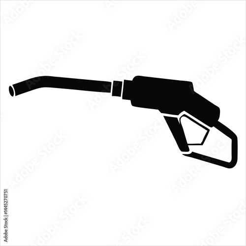 Solid Black Silhouette of Gas Pump Nozzle – Simple Stylized Design