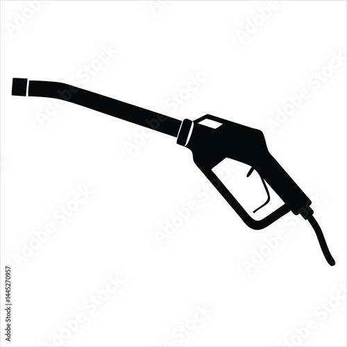 Solid Black Silhouette of Gas Pump Nozzle – Simple Stylized Design