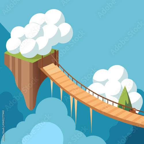 A bridge spans a river under a cloudy sky, showcasing a serene natural landscape.