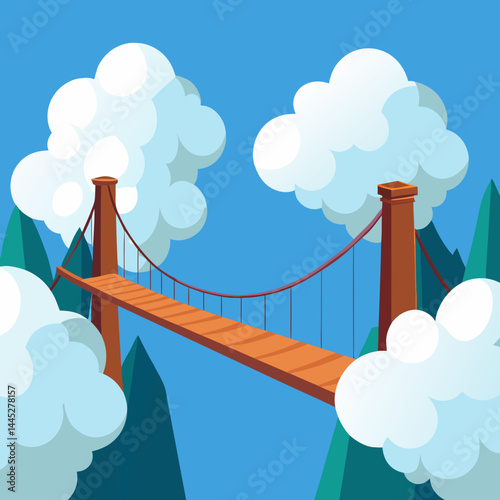 A bridge spans a river under a cloudy sky, showcasing a serene natural landscape.