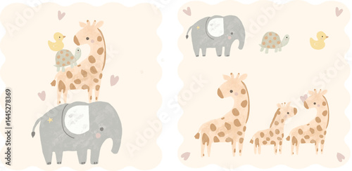 Cute hand drawn and illustrated baby animals for kids 