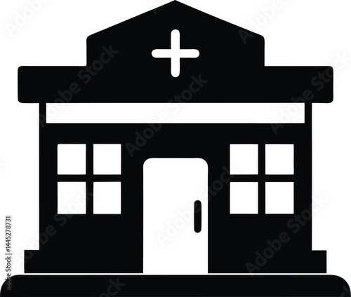 drugstore building icon black silhouette vector illustration on transparent background