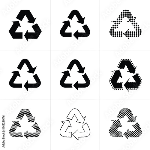 Set of  Recycling Symbols – Circular Arrow Icons in Various Styles