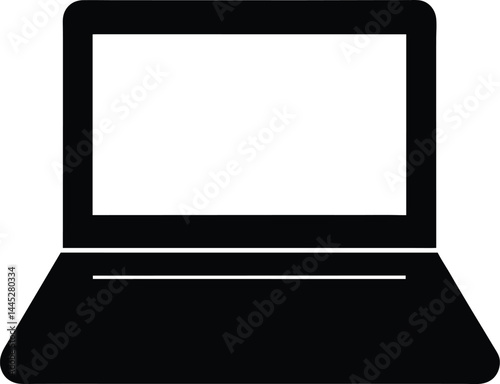 laptop icon black silhouette vector illustration on transparent background