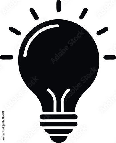lightbulb idea icon black silhouette vector illustration on transparent background