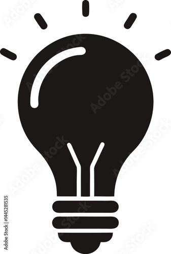 lightbulb idea icon black silhouette vector illustration on transparent background