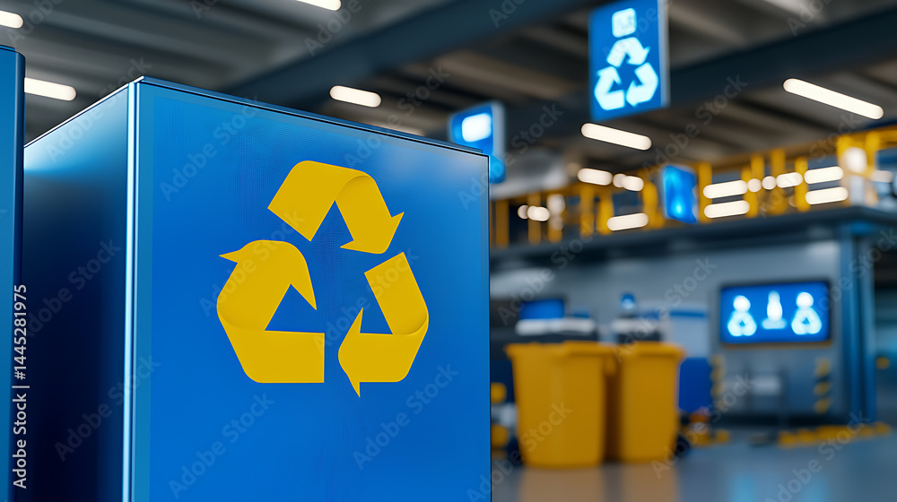 Recycling initiative event waste management facility informational content industrial environment inside view sustainability focus Recycling initiative event waste management facility informational content industrial environment inside view sustainability focus