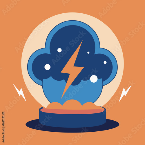 A lightning bolt striking with a dark cloud in the background, illustrating a stormy weather scene.