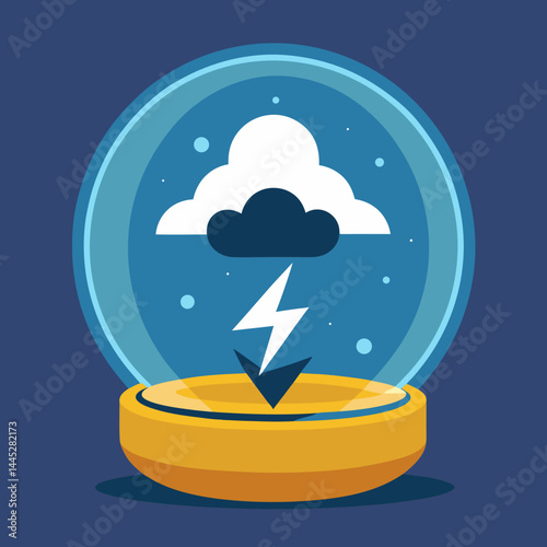A lightning bolt striking with a dark cloud in the background, illustrating a stormy weather scene.