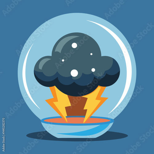 A lightning bolt striking with a dark cloud in the background, illustrating a stormy weather scene.