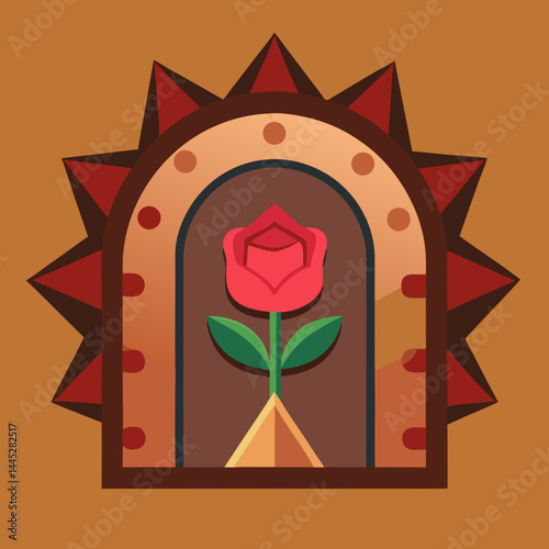 A rose shaped like a door, blending floral beauty with architectural design in a unique and imaginative way.