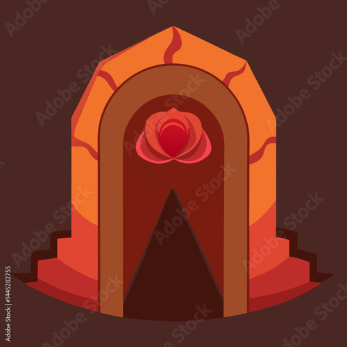 A rose shaped like a door, blending floral beauty with architectural design in a unique and imaginative way.
