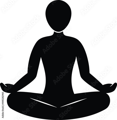 meditation pose icon black silhouette vector illustration on transparent background