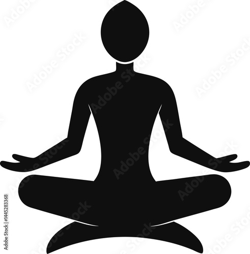meditation pose icon black silhouette vector illustration on transparent background