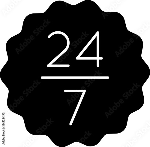 24/7 Working Time vector icon stock illustration