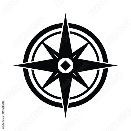 Compass Pointing North Icon Vector Illustration