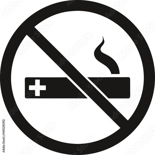 no smoking in hospital sign icon black silhouette vector illustration on transparent background
