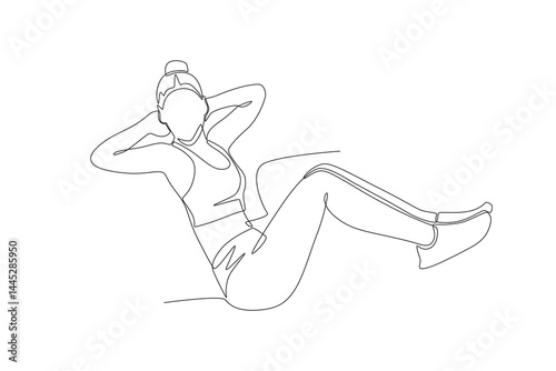 Woman sit up concept one-line drawing