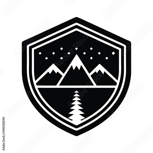 Hiking Badge Emblem Icon Vector Illustration