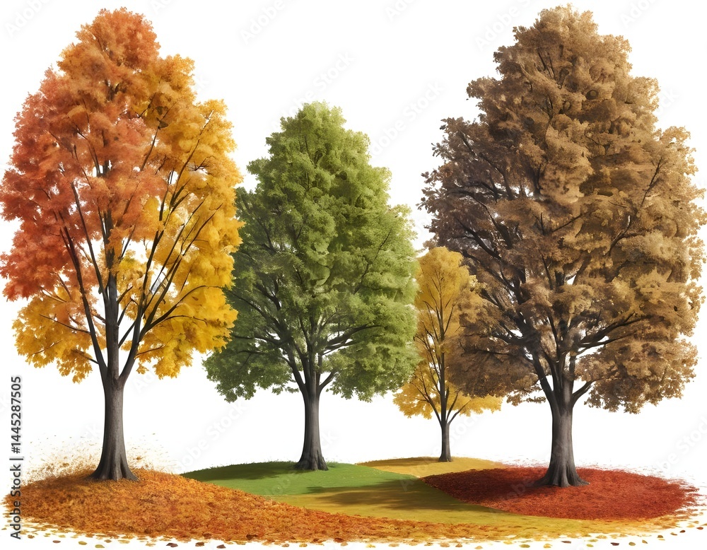 Naklejka premium Three Trees Representing the Seasons