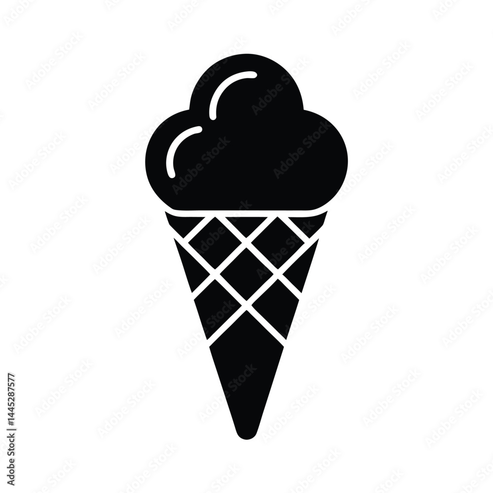 Ice Cream Cone Icon Vector Illustration for Summer Designs Ice Cream Cone Icon Vector Illustration for Summer Designs