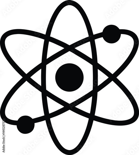 physics atom icon black silhouette vector illustration on transparent background