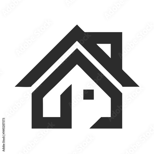 Modern Home Icon with Tech Elements for Real Estate or Smart Home Branding . Stylish, minimalist icon of a house with integrated tech elements, evoking a modern, smart home concept. 