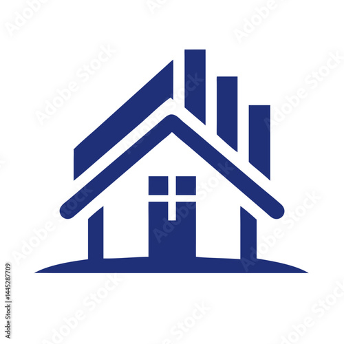 Modern Home Icon with Tech Elements for Real Estate or Smart Home Branding . Stylish, minimalist icon of a house with integrated tech elements, evoking a modern, smart home concept. 