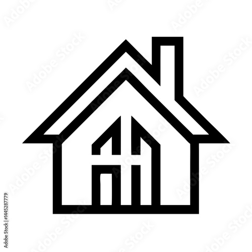 Modern Home Icon with Tech Elements for Real Estate or Smart Home Branding . Stylish, minimalist icon of a house with integrated tech elements, evoking a modern, smart home concept. 