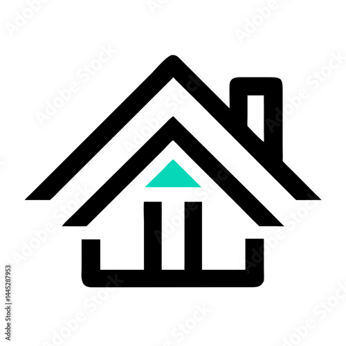 Modern Home Icon with Tech Elements for Real Estate or Smart Home Branding , Stylish, minimalist icon of a house with integrated tech elements, evoking a modern, smart home concept. 