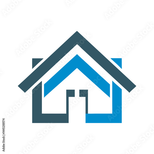 Modern Home Icon with Tech Elements for Real Estate or Smart Home Branding , Stylish, minimalist icon of a house with integrated tech elements, evoking a modern, smart home concept. 