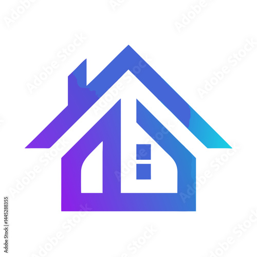 Modern Home Icon with Tech Elements for Real Estate or Smart Home Branding , Stylish, minimalist icon of a house with integrated tech elements, evoking a modern, smart home concept. 