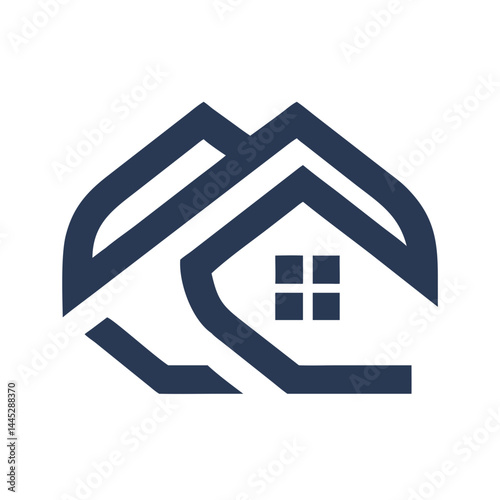 Modern Home Icon with Tech Elements for Real Estate or Smart Home Branding , Stylish, minimalist icon of a house with integrated tech elements, evoking a modern, smart home concept. 