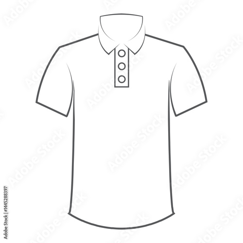Simple outline drawing of a classic t-shirt, perfect for design templates or apparel illustrations. A clean, minimalist representation of a basic garment.
