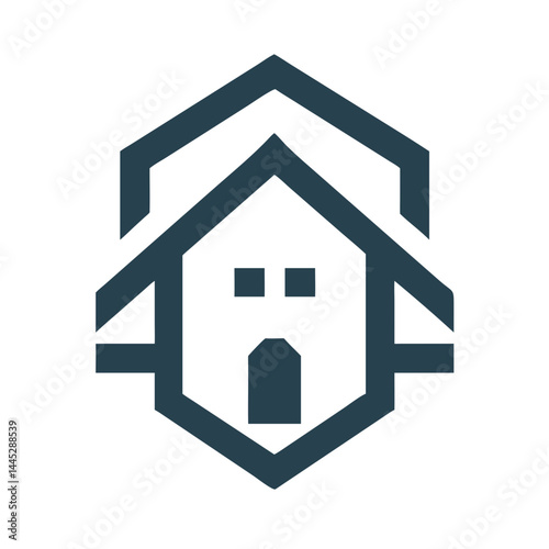 Modern Home Icon with Tech Elements for Real Estate or Smart Home Branding , Stylish, minimalist icon of a house with integrated tech elements, evoking a modern, smart home concept. 