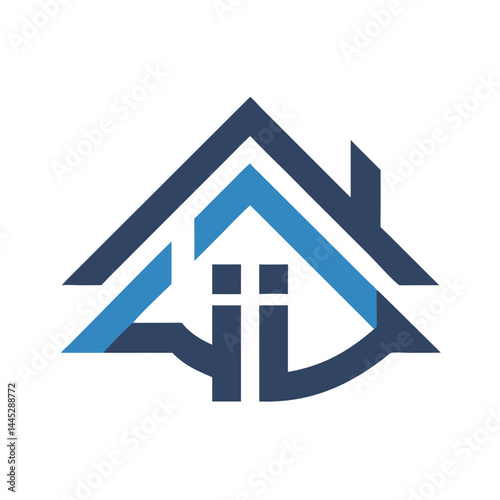 Modern Home Icon with Tech Elements for Real Estate or Smart Home Branding , Stylish, minimalist icon of a house with integrated tech elements, evoking a modern, smart home concept. 