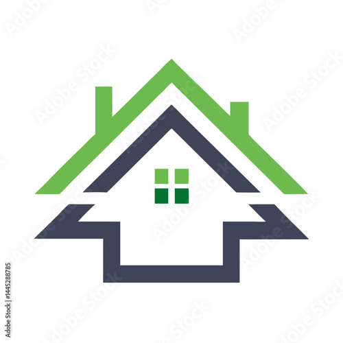 Modern Home Icon with Tech Elements for Real Estate or Smart Home Branding , Stylish, minimalist icon of a house with integrated tech elements, evoking a modern, smart home concept. 
